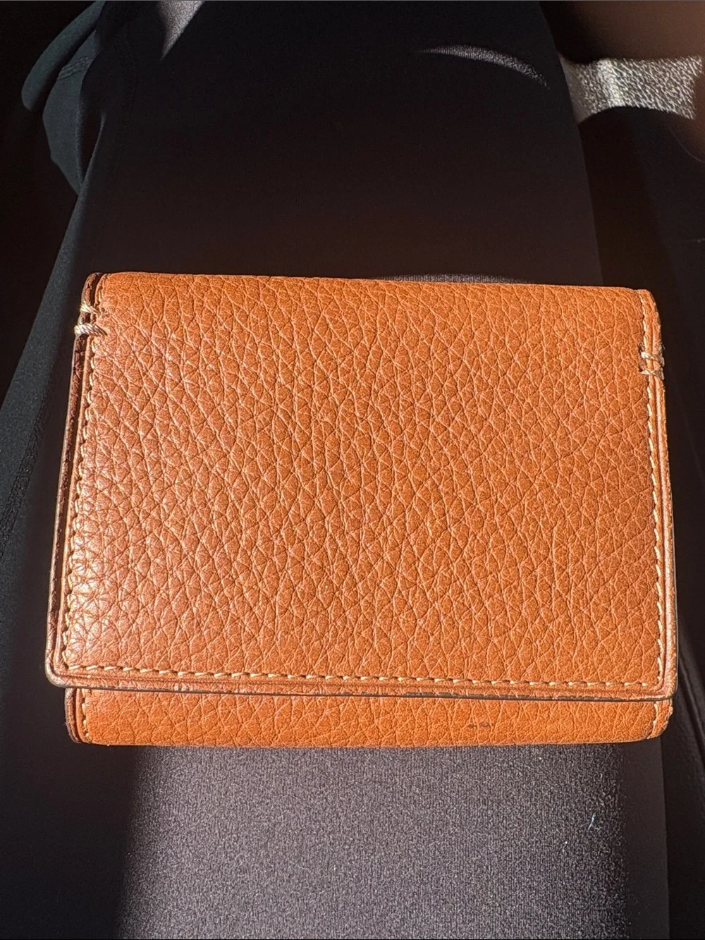 Tan Pebbled Leather Small Wallet